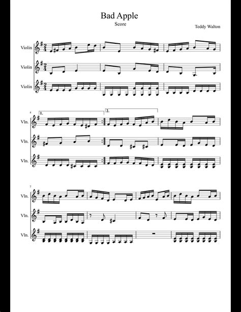 Bad Apple Sheet Music For Violin Download Free In Pdf Or Midi