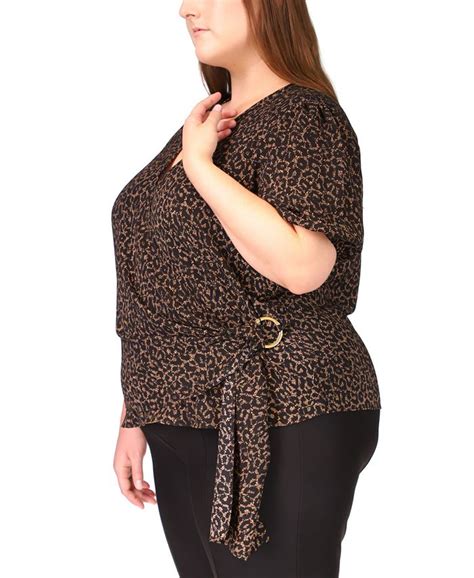 Michael Kors Plus Size Cheetah Print Wrap Top Macys