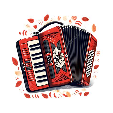 Accordion Musical Instrument Red Illustration Accordion Musical