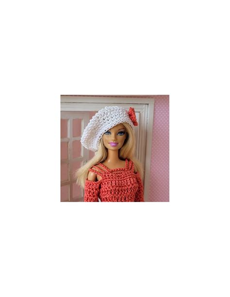 Ensemble Robe Et B Ret Au Crochet Pour Poup E Mannequin Barbie