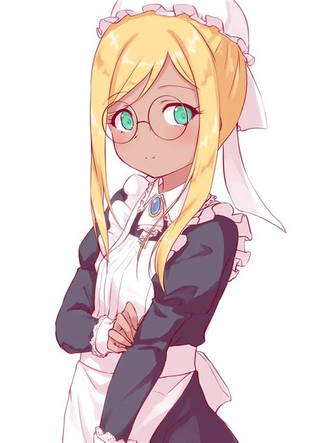 Safebooru 1girl Alternate Costume Apron Bangs Black Dress Blonde Hair Blush Closed Mouth