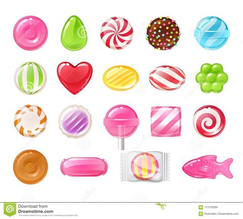 Sistema De Diversos Dulces Caramelos Clasificados Ilustración Del Vector Ilustración De Icono