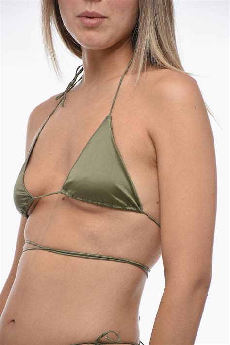 Oseree Solid Color Satin Tie Side Bikini Women Glamood Outlet