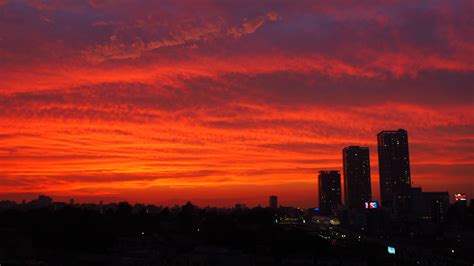 city, buildings, aerial view, dusk, sunset, 4k HD Wallpaper