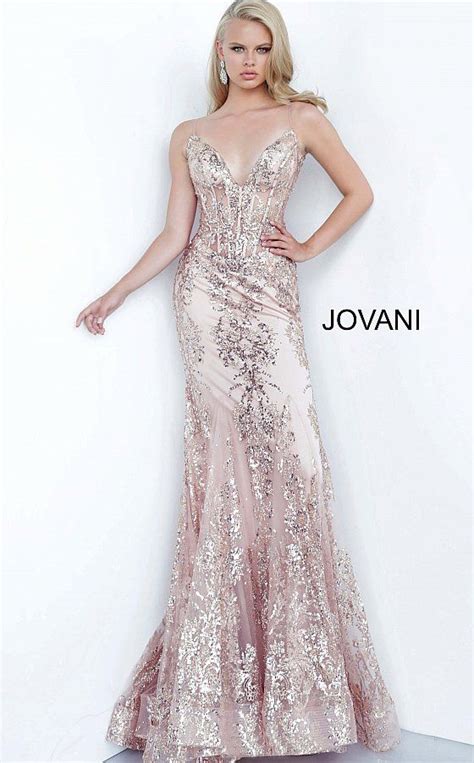 Jovani 3675 Rose Gold Corset Bodice Mermaid Prom Dress In 2020 Form