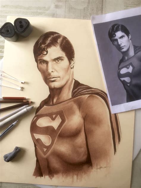 Crayons S Pia Sur Papier De Couleur Superman Christopher Reeve