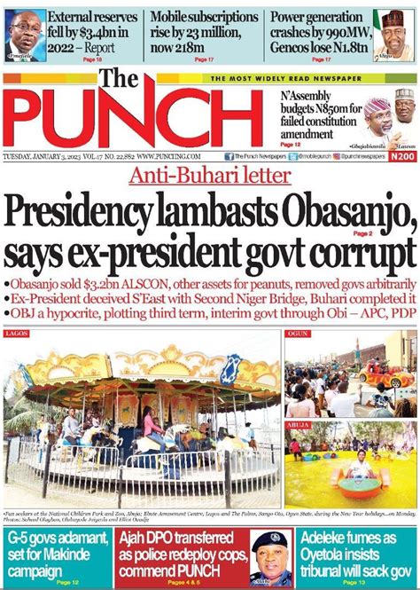 Nigerian Newspapers Daily Front Pages Review Tuesday 3rd January 2023