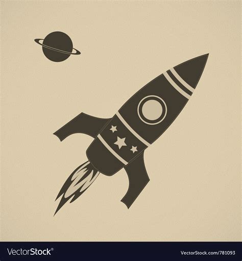 Vintage Rocket In Space Royalty Free Vector Image