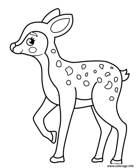 Coloriage Faon Petit Animal Mignon Dessin Cerf Biche Faon à imprimer