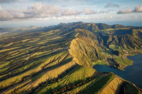 Volcano Lake Lagoa Azul on Sao Miguel Island, Azores Stock Image ...