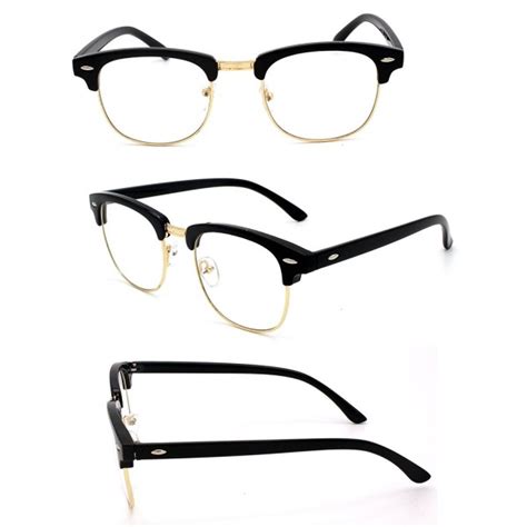 Womens Mens Horned Rim Wayfarer Glasses Frame Nerd Eyeglasses Shiny