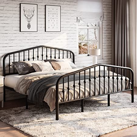 Amazon SHA CERLIN King Size Metal Platform Bed Frame With