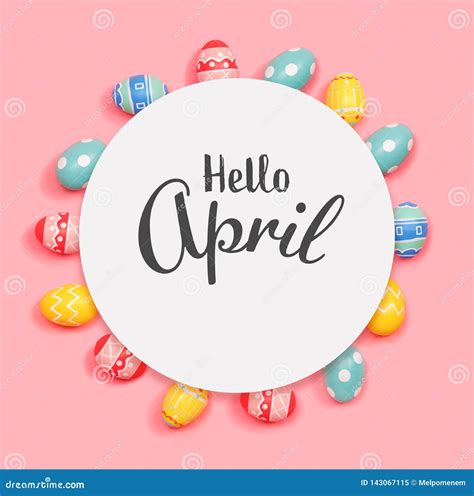 april message  easter eggs stock image image  circle
