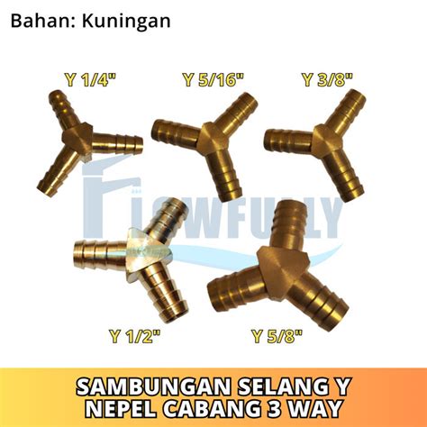 Jual NEPEL SAMBUNG Y 1 2 INCH KUNINGAN SAMBUNGAN SELANG 3 WAY Y