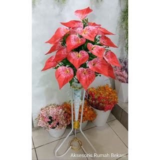 Jual Rangkaian Bunga Anthurium Bunga Aron Panda Dengan Pot Standing