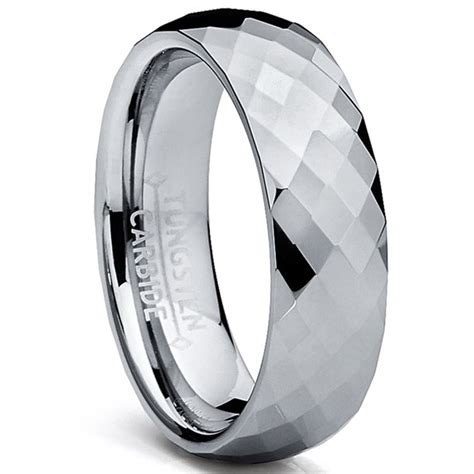 Ringwright Co Mens 6mm Multi Faceted Tungsten Carbide Wedding Band Ring Size 8