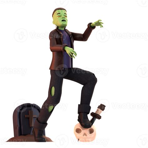 Frankenstein With Tombstones 3d Illustration 29754043 Png