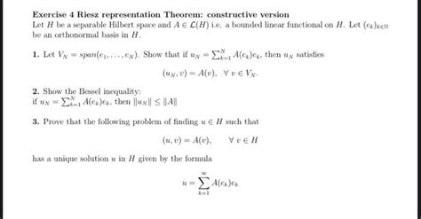 Solved Exercise Riesz Representation Theorem Constructive Chegg