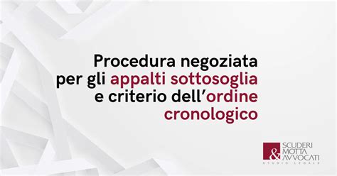 Procedura Negoziata Per Gli Appalti Sottosoglia E Criterio Dellordine