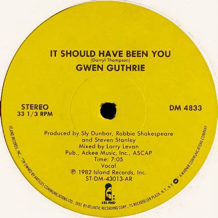 GWEN GUTHRIE IT SHOULD HAVE BEEN YOU B W GETTING HOT 12 Breakwell Records