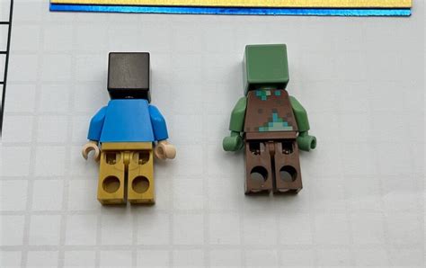 Lego Minecraft Drowned Zombie And Gold Legs Steve Minifigures Ebay