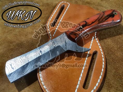 Handmade Bull Cutter Knife Damascus Steel Wkn Hunting Gears