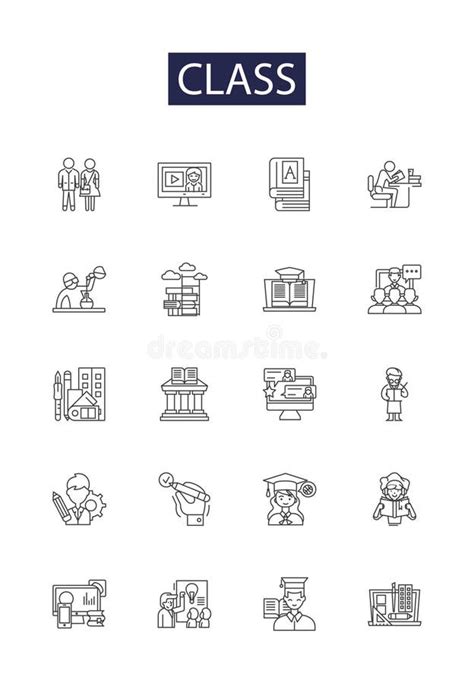 Iconos Vectoriales De Línea De Clase Y Signos Grupo De Alumnos De