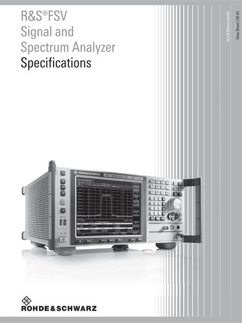 PDF R SFSV Signal And Spectrum Analyzer Specifications PDF FileR S