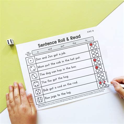 Sentence Roll And Read Level 1 Cvc Words Blends Digraphs And More