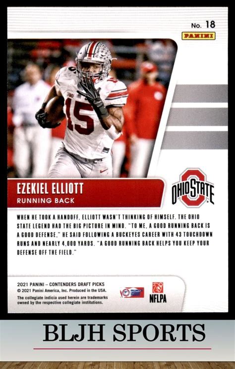 2021 Panini Contenders 18 Ezekiel Elliott Ohio State Buckeyes Campus