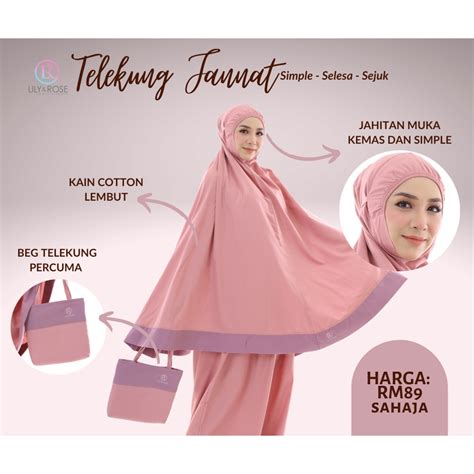 Telekung Jannat By LILY ROSE Telekung Travel Cotton Sejuk Dengan