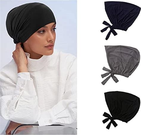 3 Pcs Women Hijab Undercap Islamic Muslim Under Hijab Cap Inner Under