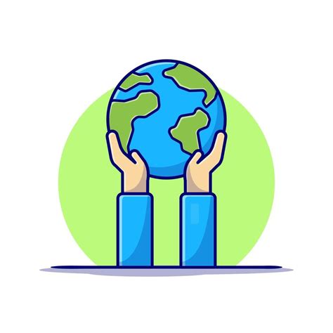 Hand Holding Earth Cartoon Vector Icon Illustration Science Nature