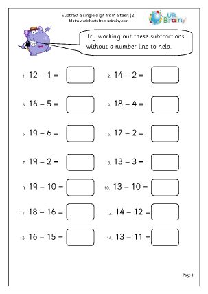 Subtraction In Year 1 Age 5 6 URBrainy Worksheets Library