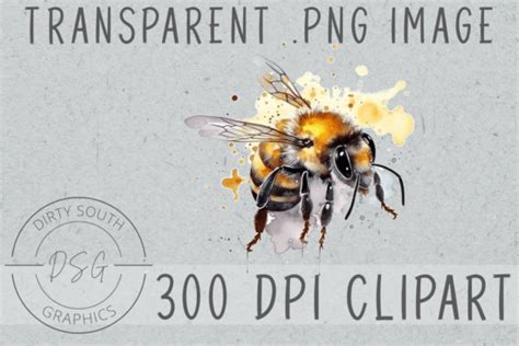 Watercolor Honey Bee Clip Art Graphic By Dirty South Graphics