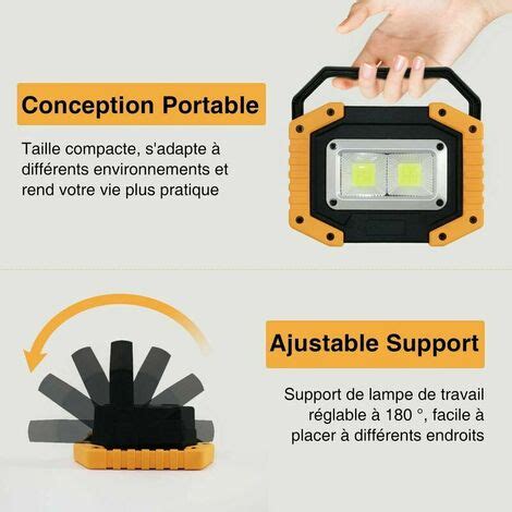 Ulisem Projecteur LED Rechargeable 30W Projecteur Chantier Lumière de