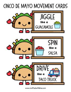 Cinco De Mayo Movement Task Cards By Crafted With Bliss By Teacher Pia