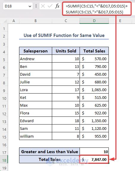 Sum If Greater Than And Less Than Cell Value In Excel ExcelDemy