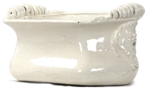 Tuscan White Ceramic Large Decorative Bowl Transitional Decorative