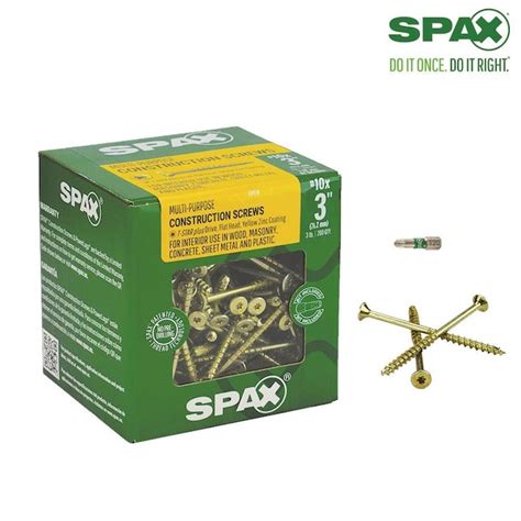 Spax 10 X 3 In Spax Flat Head Flat Head T Star Drive Yellow Zinc