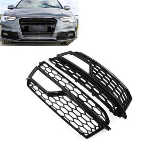 Pair Front Bumper Honeycomb Mesh Fog Light Grille Cover For Audi A S