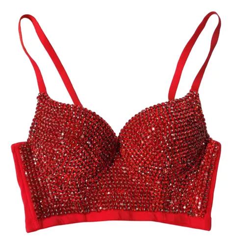 Bustier Corset Bralette Push Up Crop Top Rojo Meses Sin Intereses