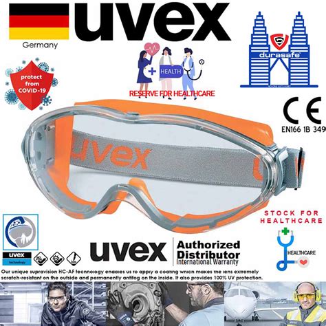 UVEX 9302245 Ultrasonic Wide Vision Safety Goggle Orange Frame Clear