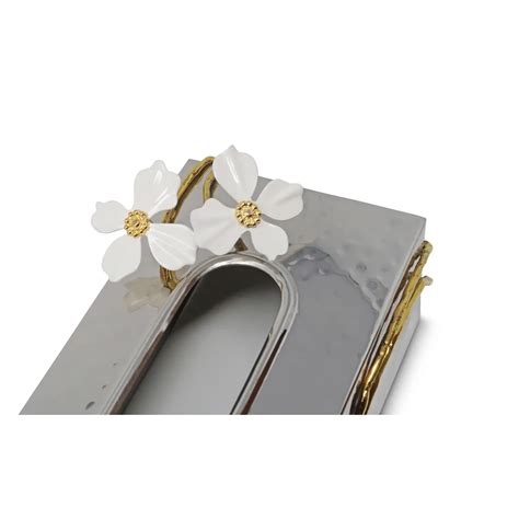 Silver And Gold Tissue Box Cover W Jewel Flower Design Darlingdiamonddecor