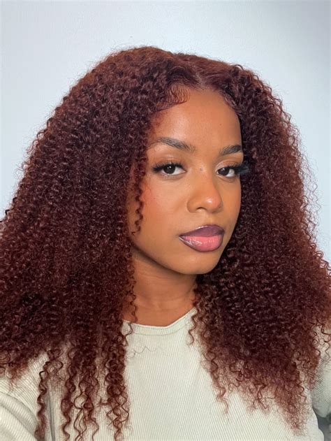 Unice Bye Bye Knots Wig 7x5 Glueless Lace Reddish Brown Kinky Curly