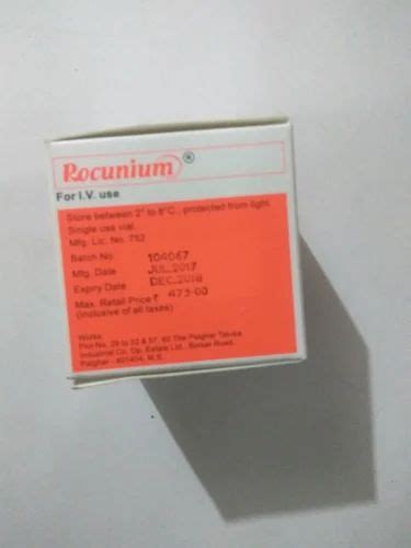 5ml 10ml Allopathic Rocunium Packaging Type Glass Bottle Intravenous At Rs 300 Piece In New Delhi