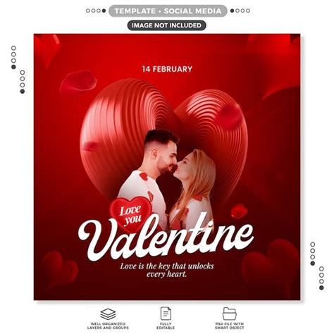 Psd feliz dia de são valentim casal flyer modelo de mídia social post