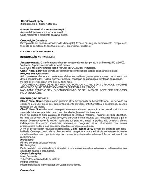 Pdf Clenil Nasal Spray Pdf Filesinais Da Rinita Al Rgica Tais