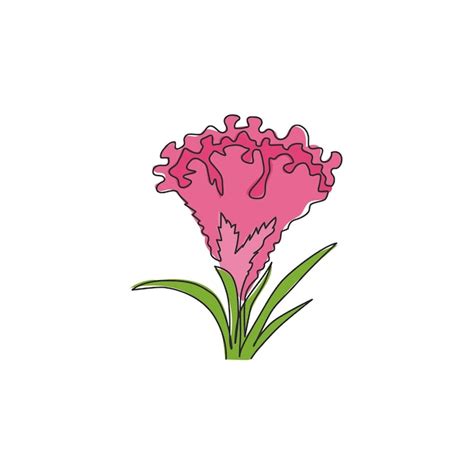 Premium Vector Single Continuous Line Drawing Of Beauty Brain Celosia