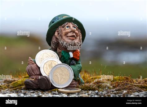 Ireland And The Euro Currency Money Concept With Leprechaun Economics